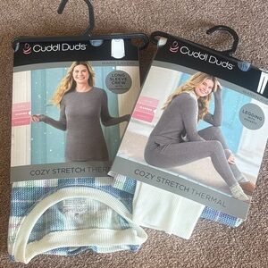 Cuddl Duds plaid crewneck leggings small new
